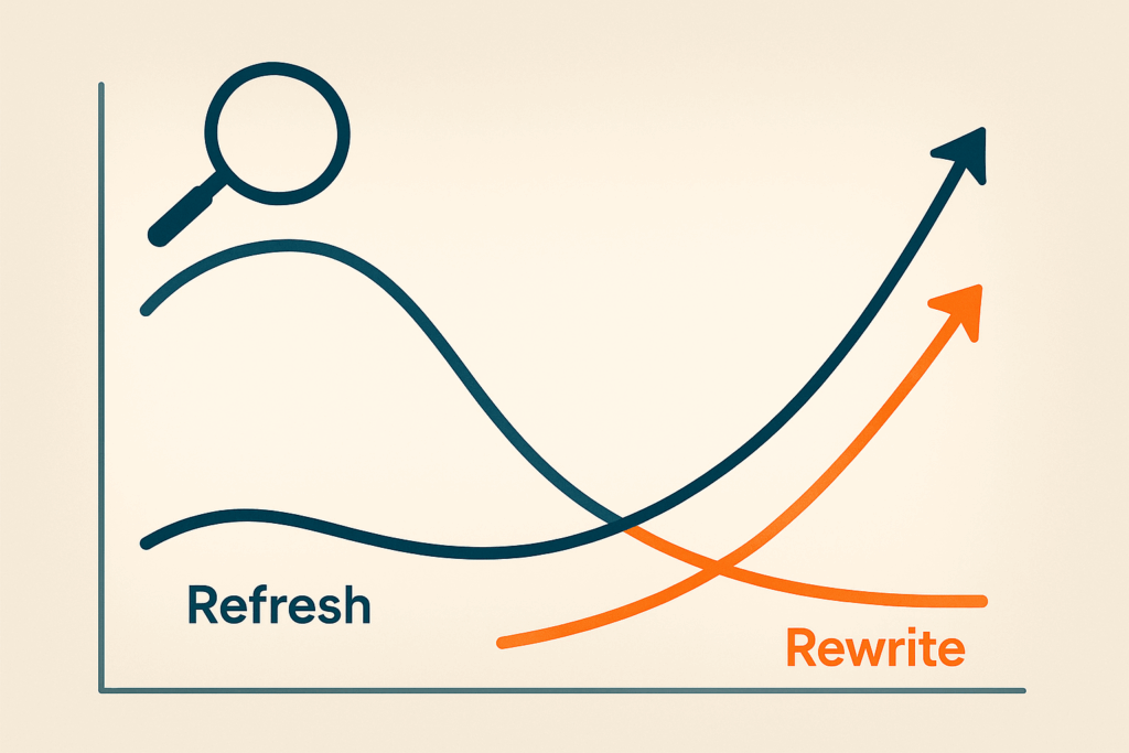 content refresh rewrite SERP intent