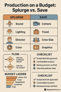 lighting and gaffer splurge vs save